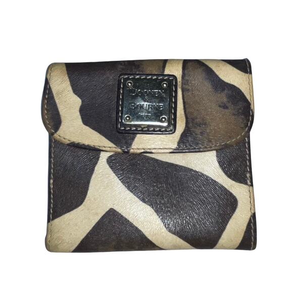 Dooney & Bourke Cream Brown Giraffe Print Leather Bifold Wallet - Picture 1 of 8